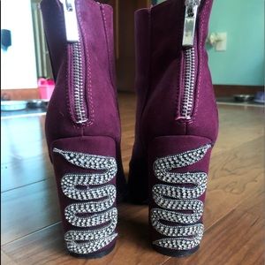 Snake bedazzled heeled booties